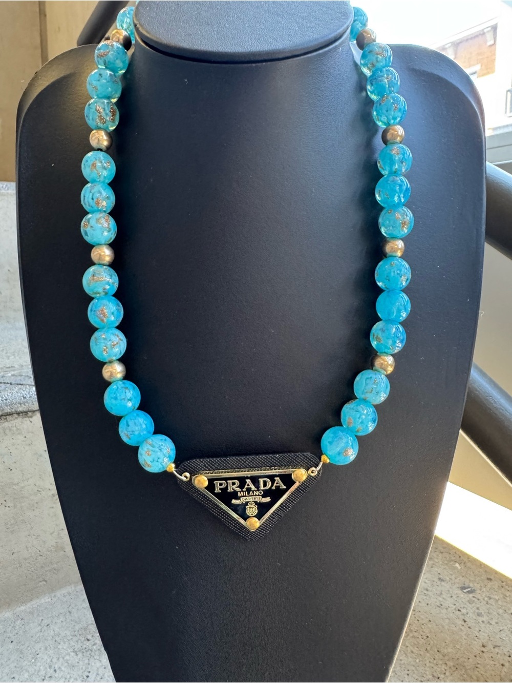 Triangle TurquoiseBeaded Necklace